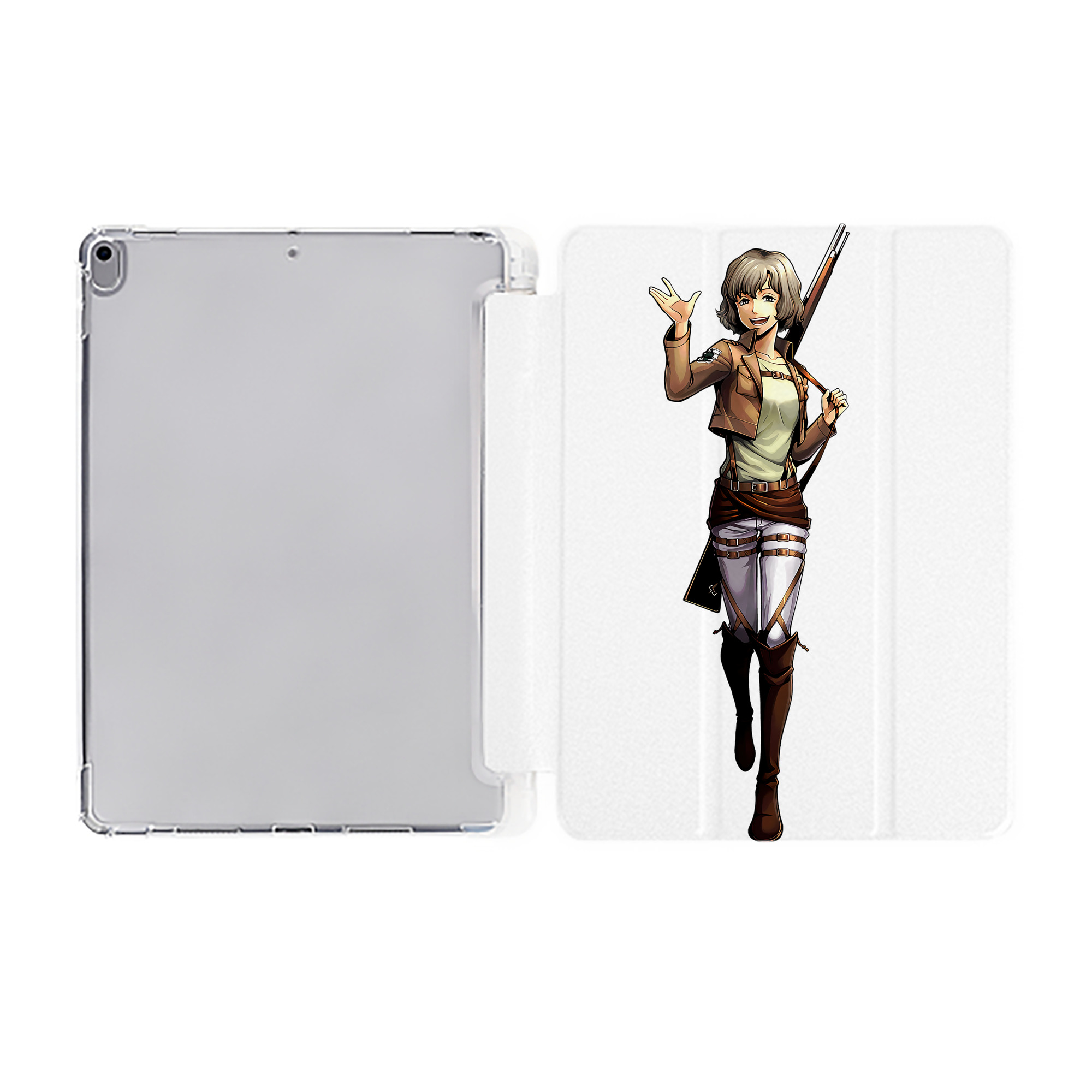 （画像用） 進撃の巨人 ヒツチ Attack on Titan Hitch IPad ケース ペン収納付き 三つ折りスタンド PUレザー×シリコン 対応機種9.5/10.5/10.9インチ